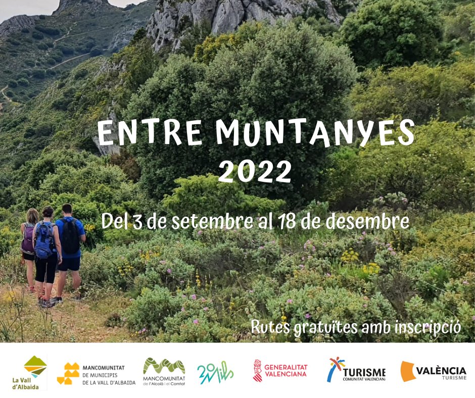manalcoiacomtat's tweet photo. 🙌Presentem una nova edició de 👣Senderisme Entre Muntanyes🌄.

👌La nostra programació de rutes guiades amb la @MlaValldAlbaida. 

🏞Rutes per a tots els nivells descobrint la història, el patrimoni, el paisatge...
🏃Inscriu-te👉 https://t.co/pTxKZqCsB1
➕https://t.co/Zh5riOXcTo https://t.co/sNPQ3girBO