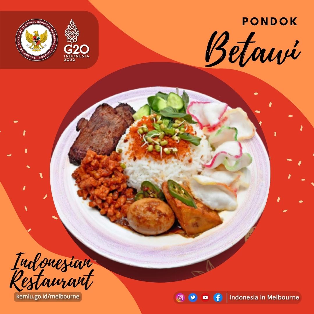 IndonesiaInMelb's tweet photo. Hi #friendsofKJRI , There is an Indonesian Restaurant in Hampton Park called Pondok Betawi serves variety of Tasty Jakarta Traditional Cuisine, such as Ulam Rice, Uduk Rice, Asinan &amp; many more. 

#kjrimelbourne #inidiplomasi #gastrodiplomacy #gastronomi #indonesiancuisine https://t.co/GMA3nGrn1y