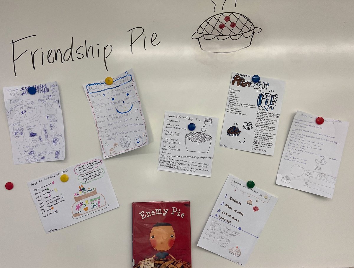AISCElementary's tweet image. The first week of school is all about building community! Grade 5 read Enemy Pie and then created our own recipes for Friendship Pie!  #AISCGrade5 #AISCElementary