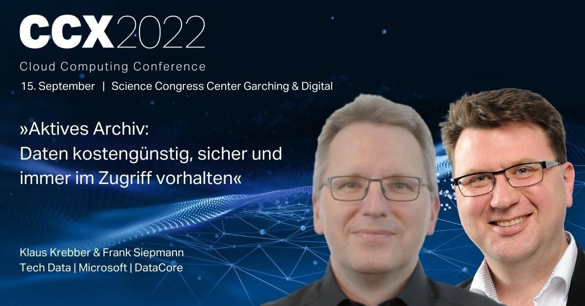 Im September wird <a href="/DataCore/">DataCore Software</a> zusammen mit @TechData an der Cloud Computing Conference teilnehmen. Klaus Krebber und Frank Siepmann sprechen über unser aktives Archiv und die Möglichkeiten für die #HybridCloud!hubs.la/Q01jcKbb0