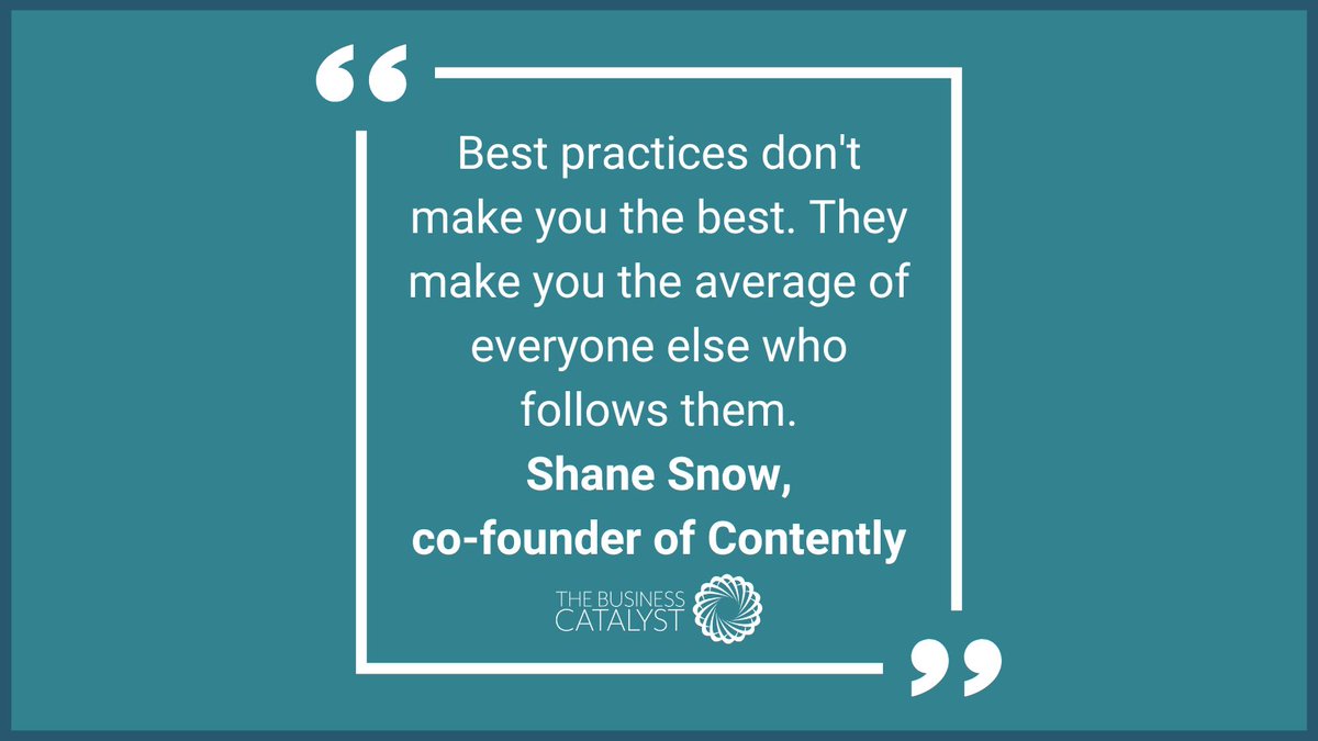 "Best practices don't make you the best. They make you the average of everyone else who follows them." - <a href="/shanesnow/">shanesnow</a>, co-founder of <a href="/contently/">Contently</a>
.
.
.
#QuoteOfTheDay #BestPractices #BusinessStrategy #MindManagement