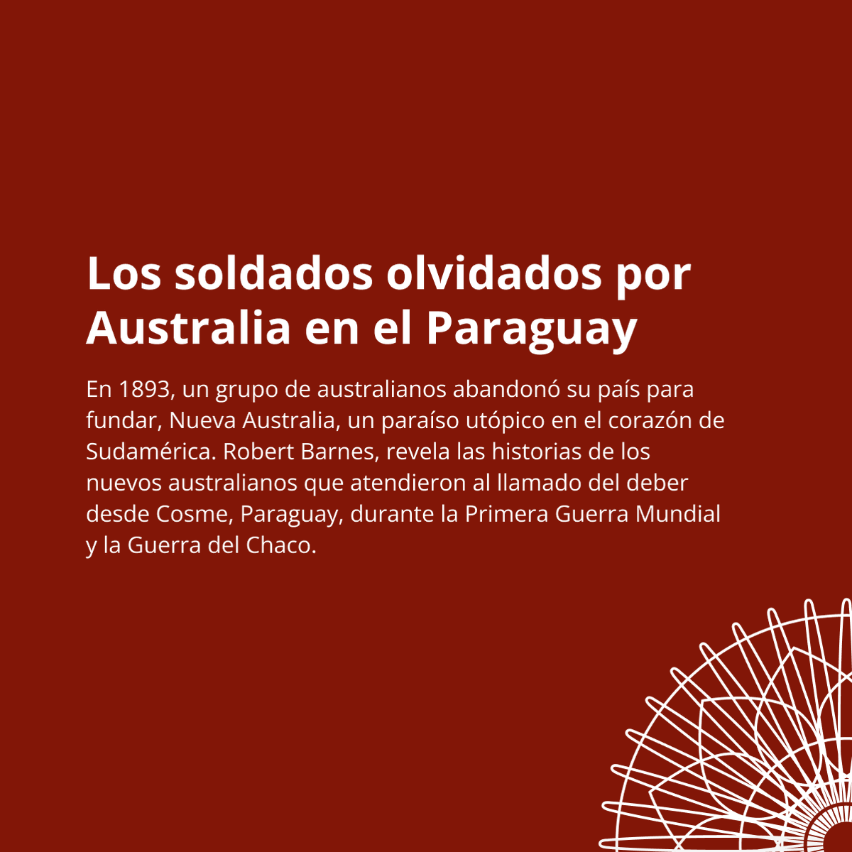 pyspeaks's tweet photo. Conoce la historia de un grupo de soldados australianos en esta charla de nuestra cuarta edición 😱🇦🇺🇵🇾

Inscribite aquí: https://t.co/0hdy5CPWQq

#BePartOfTheConversation https://t.co/H7hkZ4yFOW
