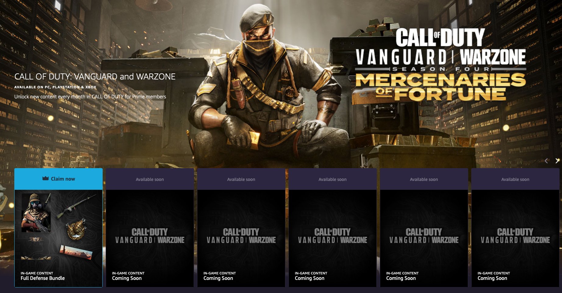 Killer Stidge on X:  Prime Gaming is now showing as having 5 more  monthly bundles to claim 🤔for #Warzone #CallofDutyVanguard which could  take us Jan 2023, could this be when we