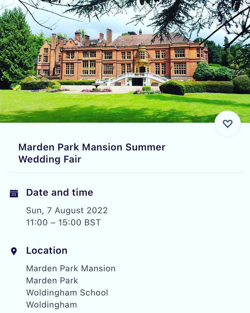 Please be reminded, Marden Park Mansion Summer Wedding Fair is open to all Brides, Grooms and families. You may be looking for a Venue or you may be looking for a particular supplier……no problem… we’ve got you!! #venuedresser #weddingphotographer #weddingsinger #weddingstati…