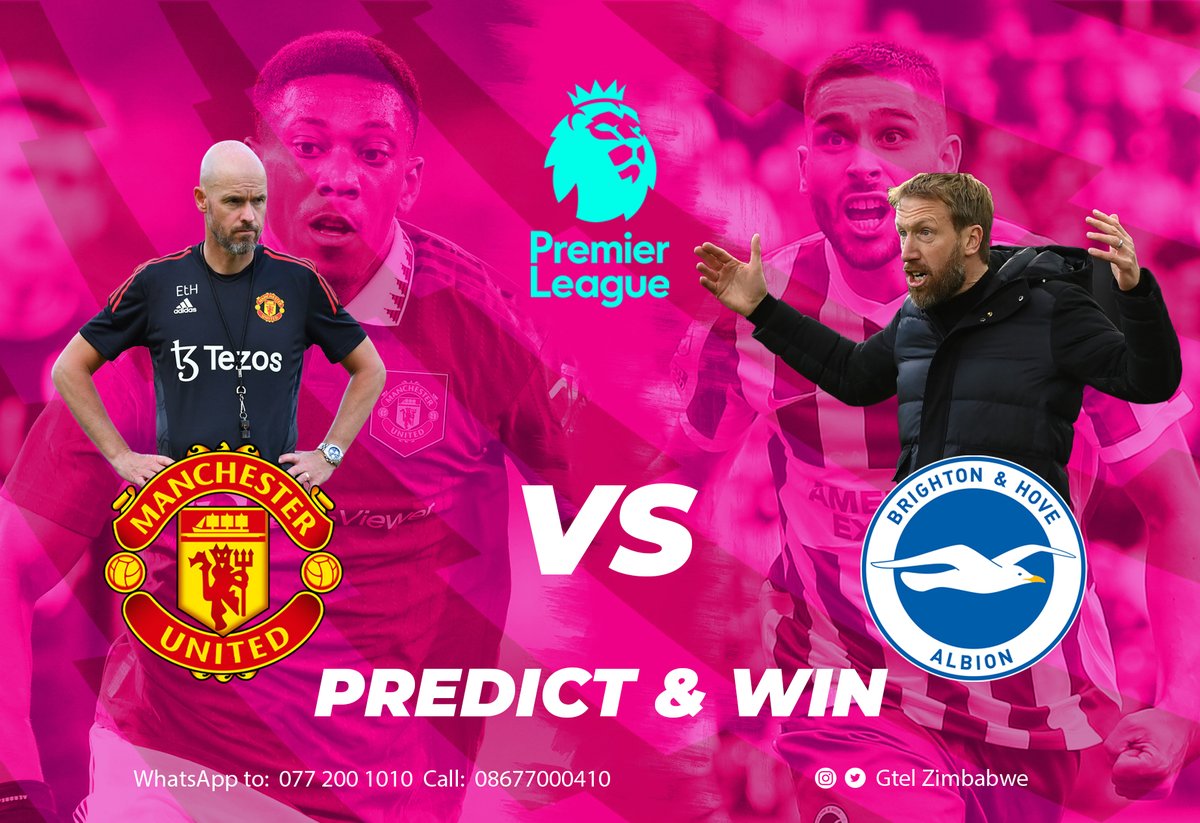 Manchester United VS Brighton
Predict Correctly and WIN a Gtel Hamper🥳🥳!
1. Follow the Gtel Zim page
2. Retweet and tag a friend
3. Love and comment with your score prediction. Qualifying entries should be posted by 1945hrs 6 August 2022
Let the games begin!😃😃 #GtelZimbabwe