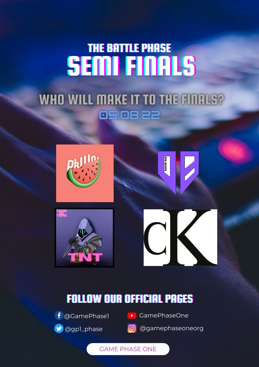 gp1_phase's tweet photo. SEMI-FINALS TOMORROW @3PM!
WATCH OUT WHO WILL GET TO THE FINALS?
SEE YOU ALL TOMORROW!
#CalvinS
#DIGBICKS
@PkWnEsports
#TeamNoTeam https://t.co/Lneqq0f1kk