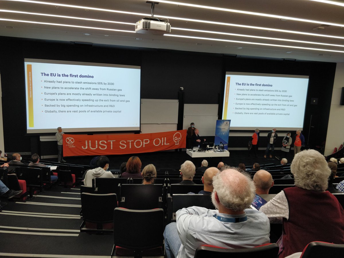 XRAuckland's tweet photo. @zenergynz @rnz_news @NZStuff @AucklandUni 
We rightfully disrupted an "academic" presentation by avid greenwasher, Mike Bennetts. How can Mike look at his grandchild in the face and say he helped secure a liveable future? https://t.co/9GFubS6Mlg