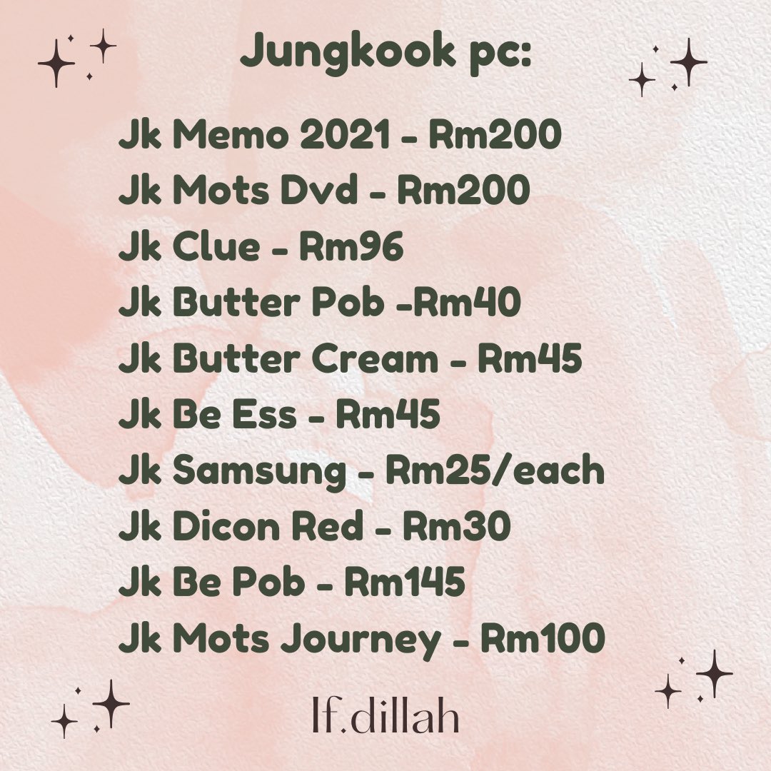 ifdilaaah's tweet photo. BTS JUNGKOOK PC (Army Help Rt 🐰)

Army Annyeong! 💜
🫶🏻All photocard in good condition 
🫶🏻No rush postage
🫶🏻Fast payment
🫶🏻No reservation

Postage checkout by shopee rm5
@BTSMarketMY @pasarBTS @BTSMY_ARMY @BTSSelling_twt https://t.co/OU96P3LmSj