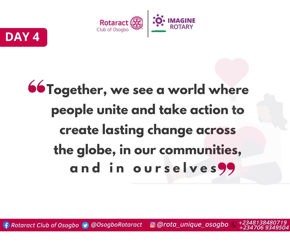 OsogboRotaract's tweet photo. DAY 04
Together we see a world where people unite and take action to create lasting change across the globe, in our communities, and in ourselves
#MembershipExtention
#MembershipRetention
#RotaUnique22
#SynergyTeam
Follow us:
https://t.co/oHj47qQQsm
https://t.co/VNmNl8pK2M https://t.co/xOhOuuRiFl
