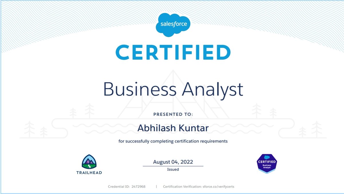 goabhigo's tweet photo. Shortest study time, and shortest gap between test booking and exam start time (15 mins). All 12+ years experience helped and took almost full time of allotted time to complete the exam. Super fun exam. On to next one...
#SalesforceBusinessAnalyst #certifiedBA @trailhead https://t.co/AbfhncJ5xW