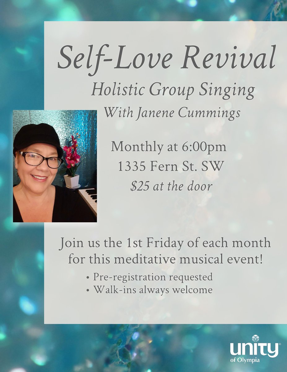 This Friday!!!! Come sing with us! No experience necessary - just come with your wonderful self and be open to the energetic experience of bringing our voices together in song!
unityofolympia.org/event-4821049