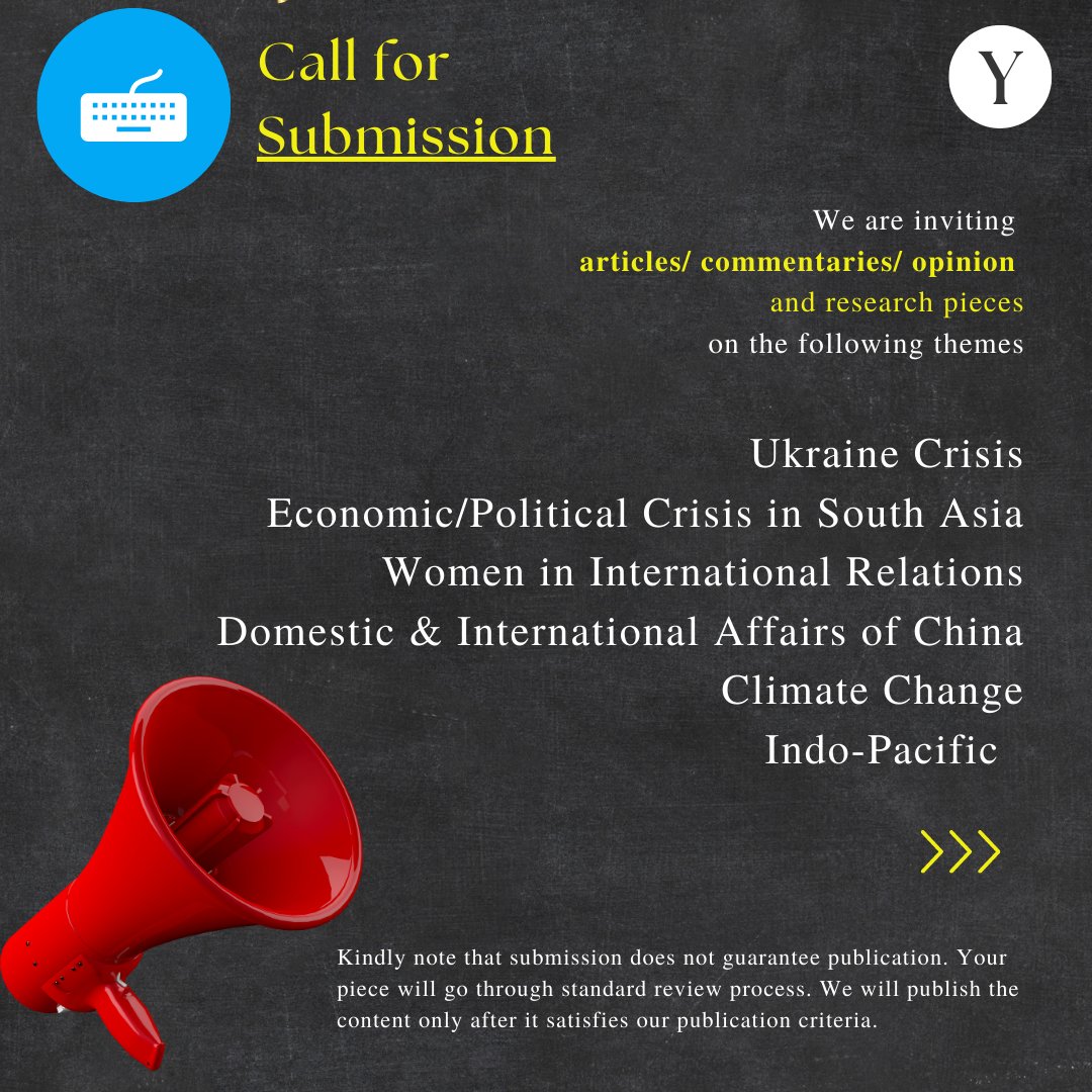 geopolitics_101's tweet photo. #Call_for_submission: Ytharth is seeking original content on topics catering to contemporary and emerging global order, security and foreign affairs.

#contentwriting #callforpapers #AcademicTwitter 
@TorunikaR @Adityaak64 @Prithvi_IR https://t.co/qY6kVrnwXR