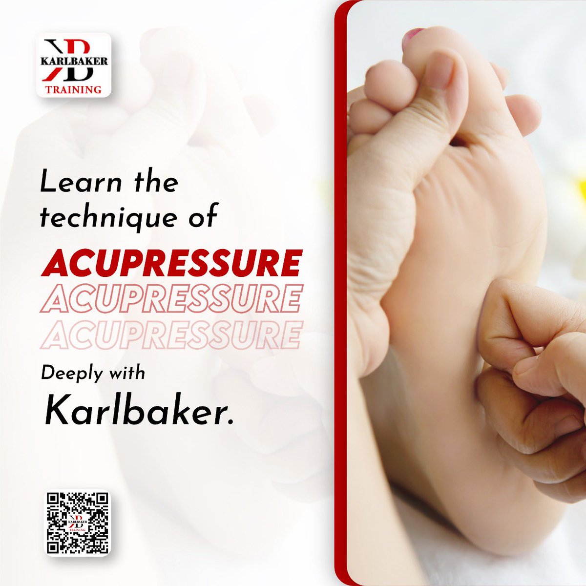 Want to learn the technique of Acupressure ? If yes then Karlbaker is here for you with our course that will provide you in depth knowledge of Acupressure.
.
.
.
Connect now with us by scanning the barcode .

#beauty #training #courses #makeup #glamour #education #online