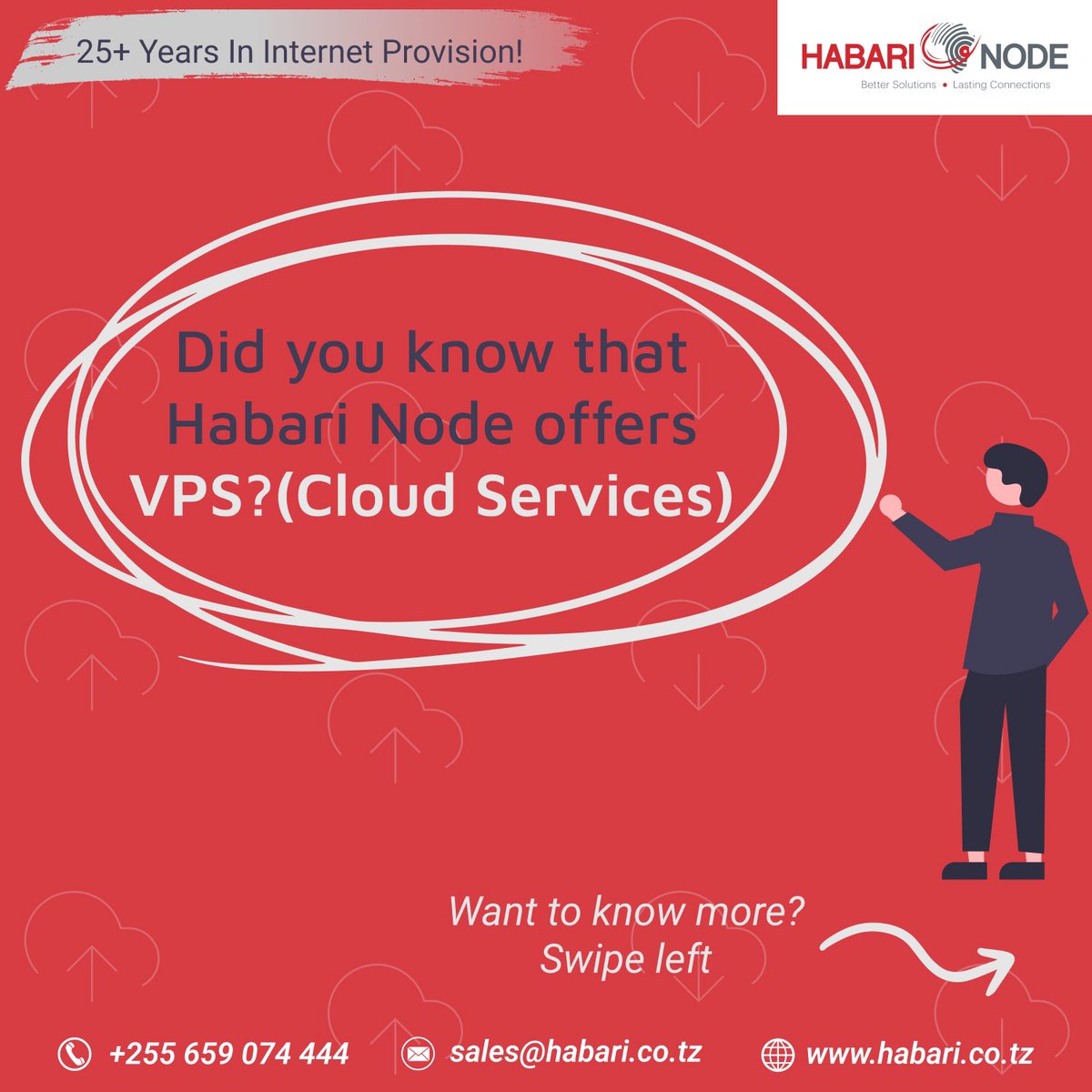 HabariNode's tweet photo. Get Connected Wherever You Are!

For further information please contact us:
+255 659 074 444
sales@habari.co.tz 

#25+yearsinInternetProvision
#ISPTanzania #ISPArusha #ISPMwanza #ISPDodoma #ISPKilimanjaro #ISPDar #ISPSerengeti #ISPNationalParks #ISPTanzania #Tanzania https://t.co/ddPbTI9IOF