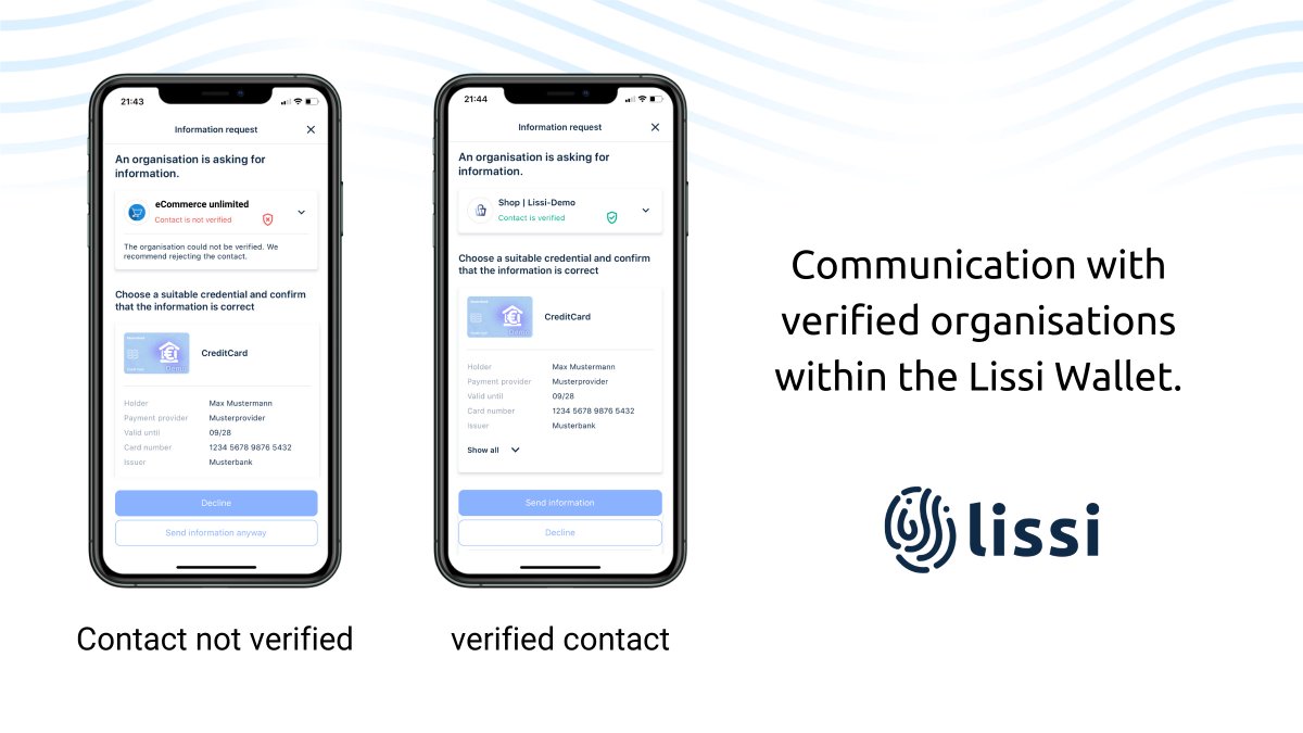 lissi_id's tweet photo. We just published a new release for the #Lissi #Wallet. The wallet now #verifies #certificates from #contacts it’s interacting with and provides the user with a recommendation.
https://t.co/EyCj4CsbF1 https://t.co/umEh6FkMOz