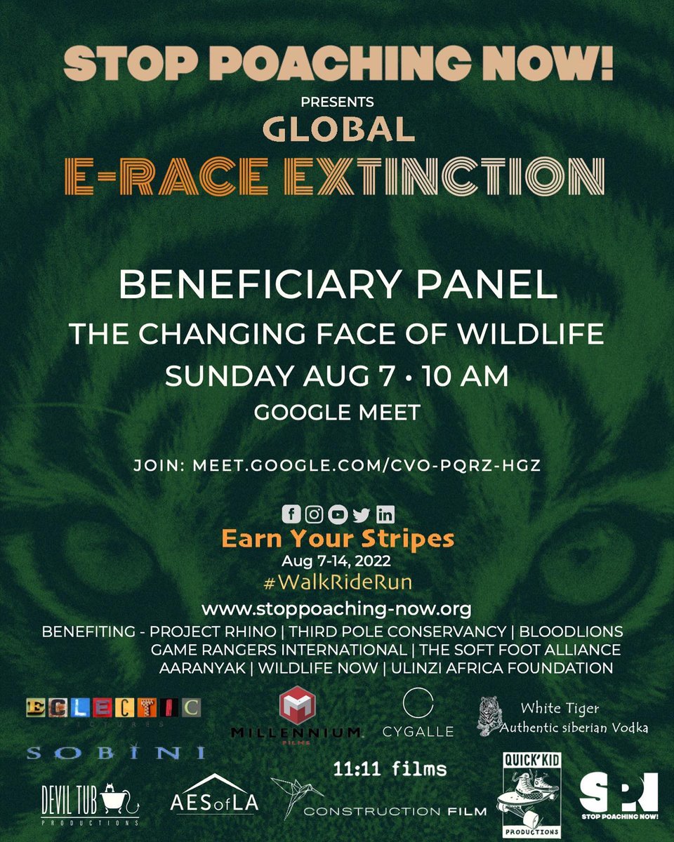 ProjectRhinoKZN (@projectrhinokzn) on Twitter photo Don’t Miss It:
Please join us for the <a href="/Stoppoaching10/">Stop poaching</a> E-Race Extinction Beneficiary Panel Discussion
DATE - Sunday 7 Aug | TIME - 10:00am (PDT)
Watch from anywhere in the world via Google Meet: meet.google.com/cvo-pqrz-hgz Don’t Miss It:
Please join us for the <a href="/Stoppoaching10/">Stop poaching</a> E-Race Extinction Beneficiary Panel Discussion
DATE - Sunday 7 Aug | TIME - 10:00am (PDT)
Watch from anywhere in the world via Google Meet: meet.google.com/cvo-pqrz-hgz