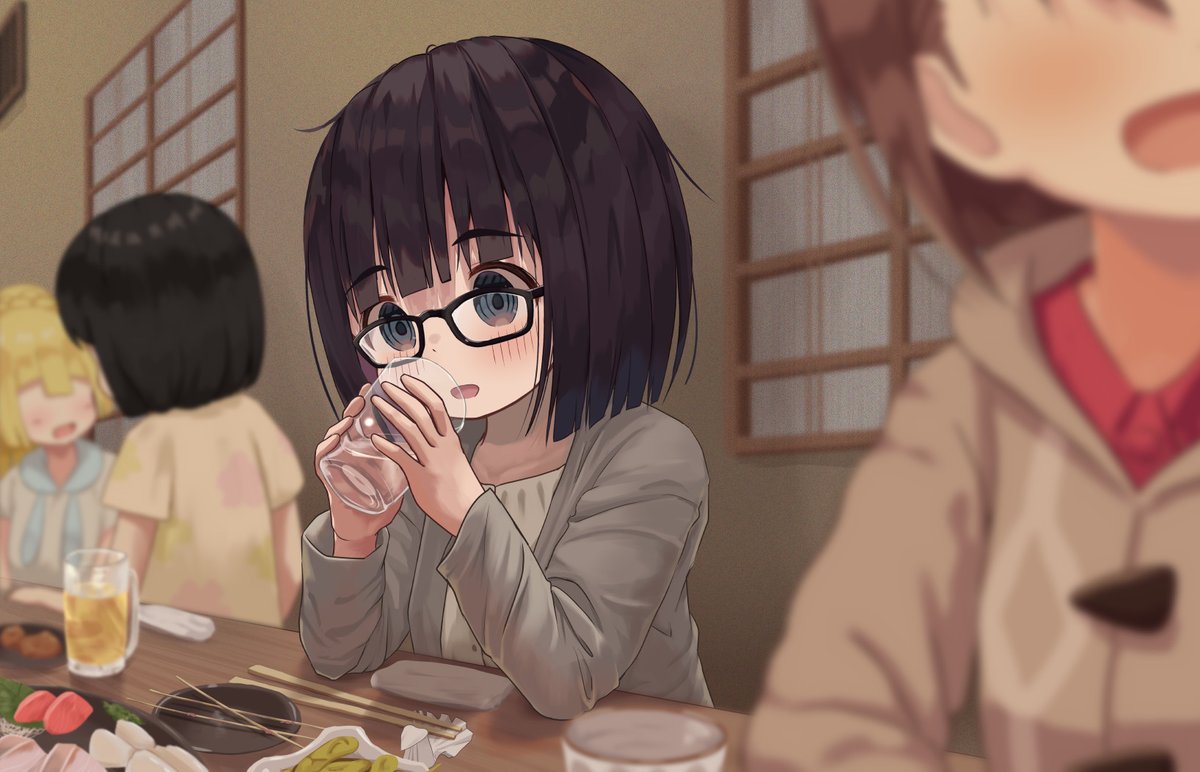 menbow_'s tweet photo. AIに描いてもらった「飲み会で会話に混ざれず永遠に水を飲み続けるアラサー」 https://t.co/HOufaOzkCI