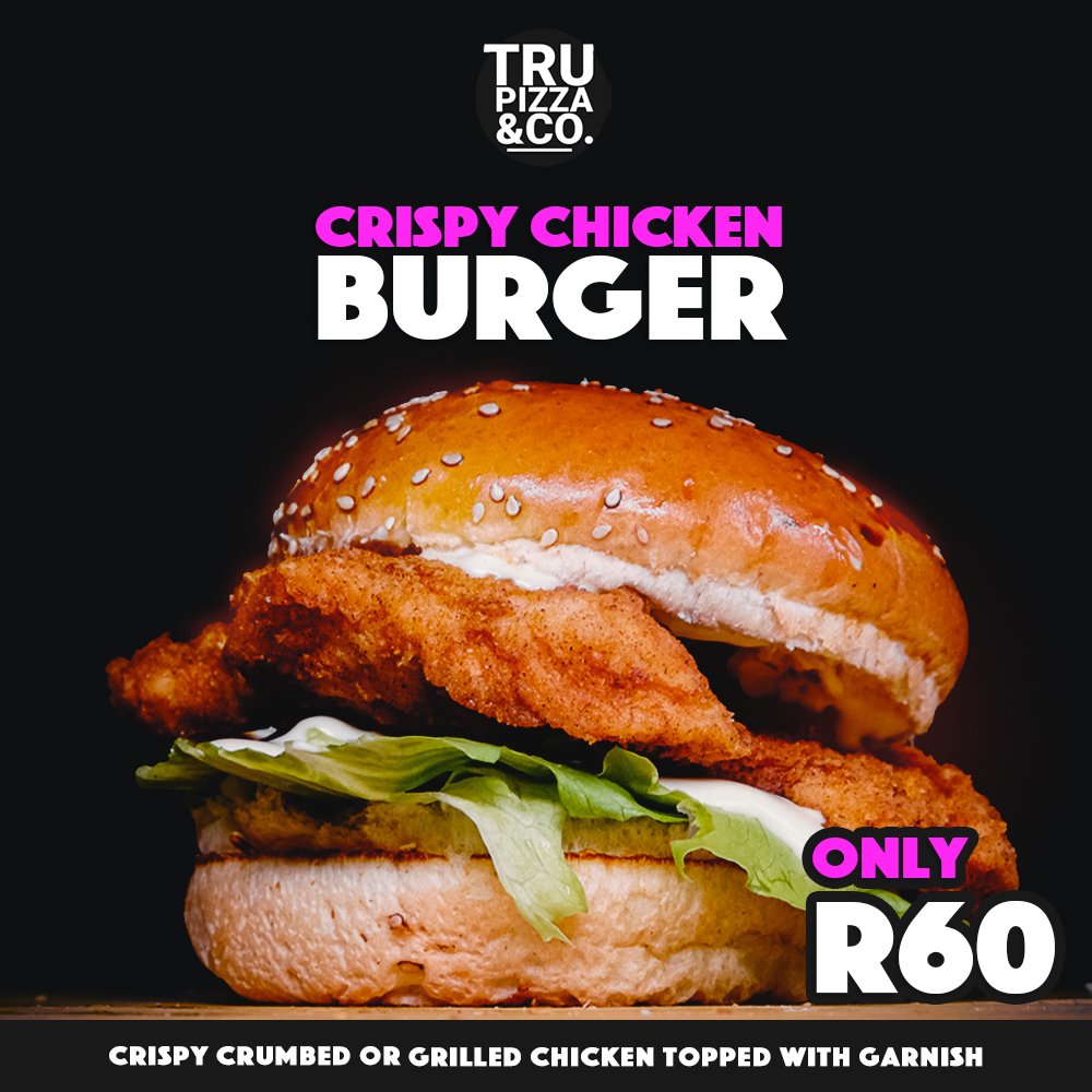 When life throws you a burger, eat it!

Try our delicious Crispy Chicken Burger - A juice Crispy Crumbed or Grilled Chicken topped with Garnish for ONLY R 60.

Specs our full menu at trupizza.co.za/menu 

#Trupizza #burgers #truburger  #woodfiredpizza  #capetown #southafrica