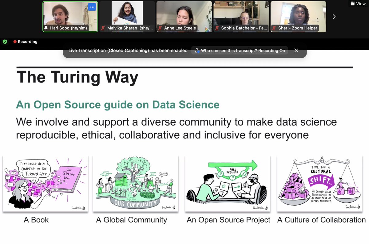 MalvikaSharan's tweet photo. .@CarpentryCon morning! Team of @hurrysued @aleesteele &amp; @brainonsilicon introducing @turingway &amp; preparing attendees to learn about GitHub/GitLab for collaboration. 🛠

Shout out to @eirini_zormpa, @SheraaronH, @tbyhdgs, @renato_alvs for background help, w/ amazing captioners. https://t.co/4VyNZCn23P