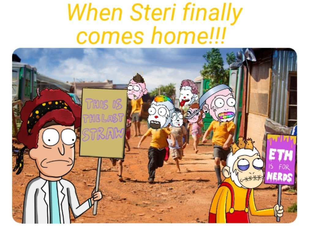 steri_eth's tweet photo. A huge shout out to my homie @MacStylez01 for this awesome meme!! Steri is getting big in Africa 🤣🤣 love this fire community and how much they give back to the community. We are something different, we know you know!! #GodHatesNFTees #ApeHaterClub @GodHatesNFTees @srpeters https://t.co/g0zhdioX1H
