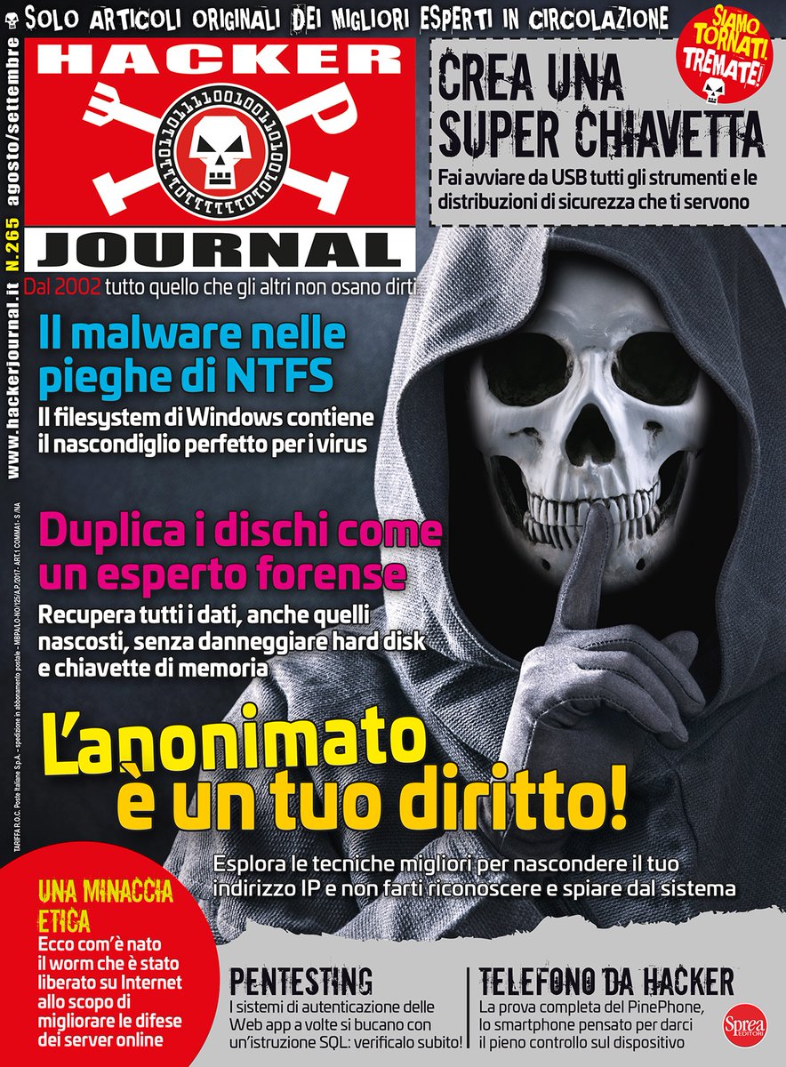 hacker_journal's tweet image. #anteprima dal 6 agosto in digitale e 9 in #edicola numero 265 #hackerjournal