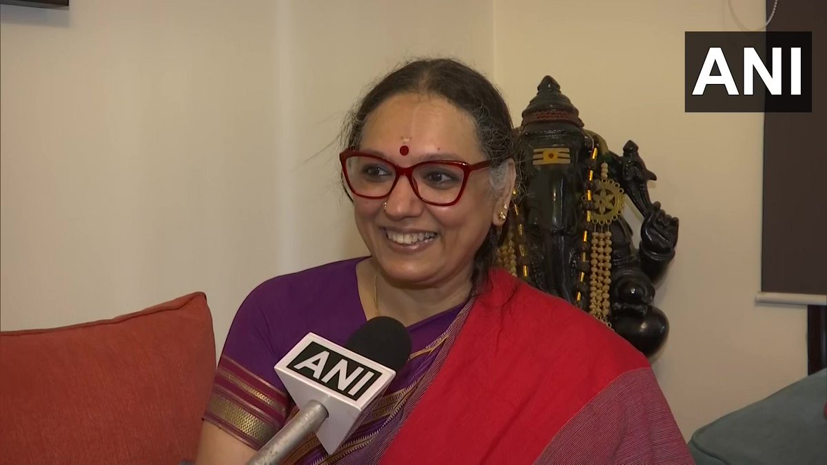 ANI's tweet photo. I don't have words to describe my happiness today. He worked hard and won a medal for the country. It's a matter of pride for all of us: Lakshmi Shankar, mother of CWG bronze medal winner high-jumper Tejaswin Shankar https://t.co/eKnF9Zqu5V