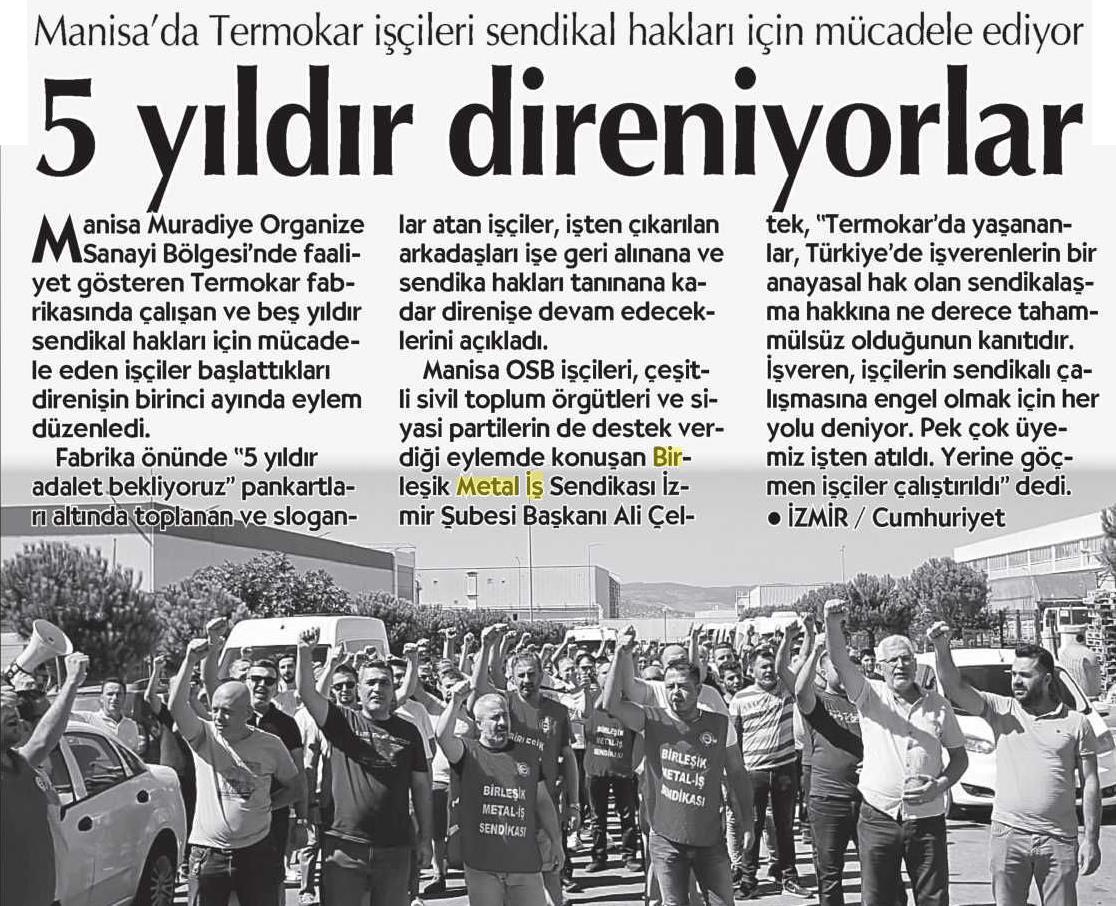 BirlesikMetal's tweet photo. Manisa #Termokar işçileri sendika hakkı için 5 yıldır direniyorlar... https://t.co/8Nkhm9dHvW