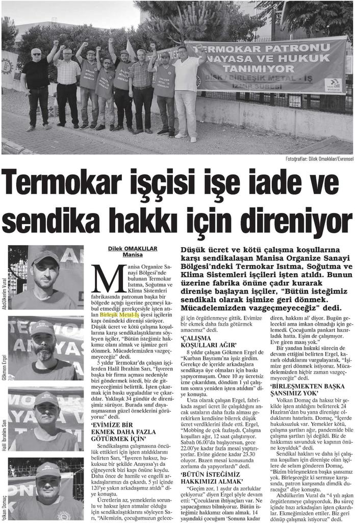 BirlesikMetal's tweet photo. #Termokar işçisi işe iade ve sendika hakkı için yıllardır direniyor... https://t.co/KvZpqFMFWh