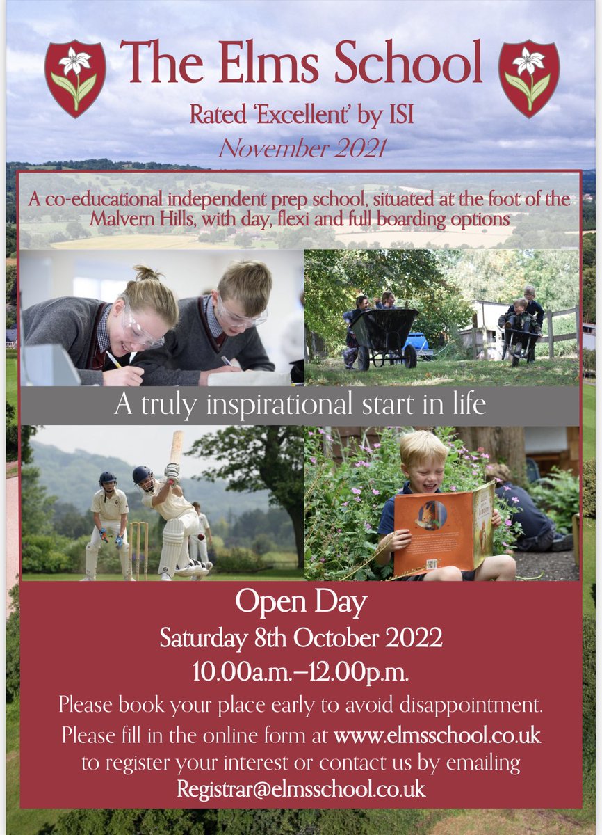Please spread the word, we would love to welcome you to our wonderful school.  <a href="/elmsthearts/">The Arts</a> @elmsgirlssport <a href="/ElmsSchoolRural/">The Elms School Rural</a> <a href="/elmsacademic/">Academic</a> <a href="/SchoolsTatler/">Tatler Schools Guide</a> <a href="/TalkEducationUK/">Talk Education</a>
