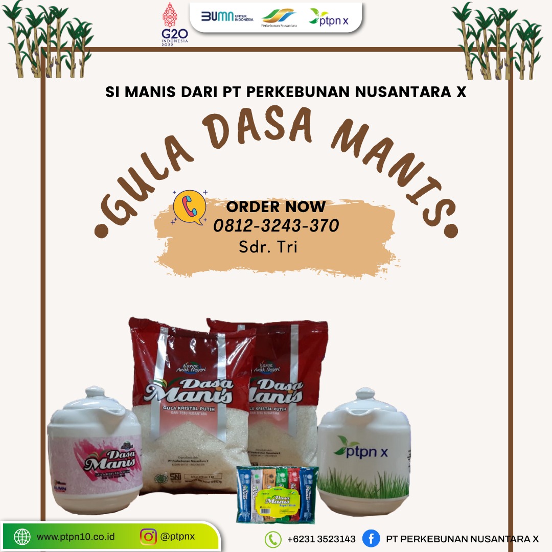 PgMeritjan's tweet photo. #SobatPerkebunan, PTPN X memiliki gula ritel dengan kualitas terbaik yaitu Dasa Manis. 

Dasa Manis diproduksi dari tebu nusantara yang Manis, Bersih dan Segar.

Mau tau kualitasnya? Langsung hubungi nomor yang tertera ya, #SobatPerkebunan! https://t.co/PyfJdMquln