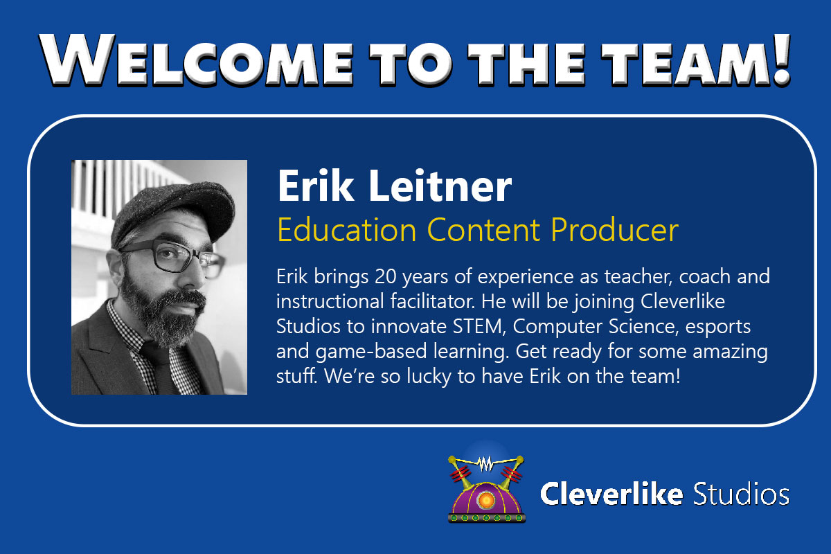 cleverlike's tweet photo. We're excited to announce the latest addition to our team. If you know @Professor_Erik, you know that we are lucky to have him. Look out for innovative new technology/gaming education content coming your way!  #gbl #minecraft #fortnite #UnrealEngine #STEM #PD https://t.co/SjJ7nvEYxS