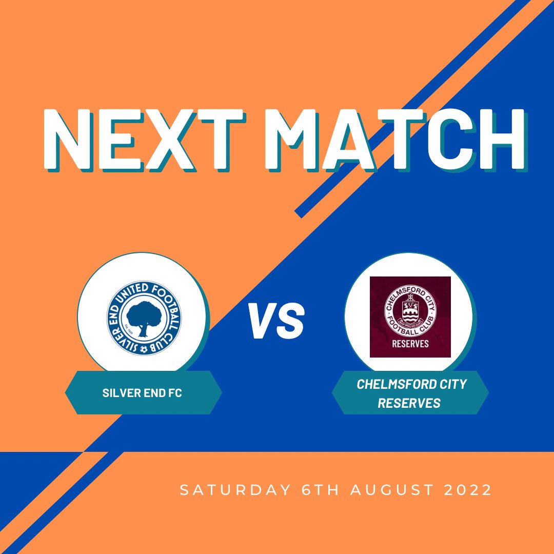 NEXT MATCH

⚽️: @ClaretsReserves 
🗓: Saturday 6th August 2022
🕐: 12:00 Kick Off
📍: Silver End FC, Silver Street, Silver End, CM8 3QQ

#UPTHEEND