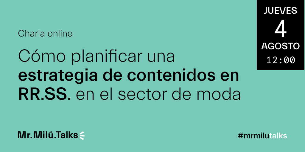 werainmakers's tweet photo. Hoy en #mrmilutalks, el equipo de #marketing nos revelará las claves para planificar con éxito una estrategia de contenidos en #redessociales que logre una verdadera diferenciación dentro del sector #moda. ¡Únete a nosotros! 👉🏼 https://t.co/G3QKMuZWpG
#mrmiludigital #digitaltalks https://t.co/iRdBcIehzZ