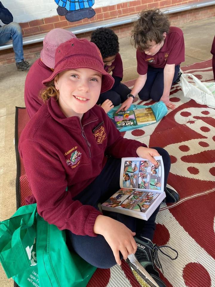 Today the students received their donation of books from the P&amp;C for the annual ‘Reading by the Lake.’