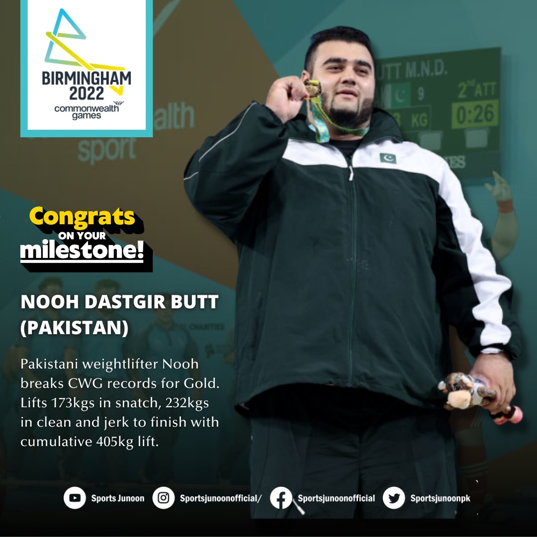 sportsjunoonpk's tweet photo. صدر مملکت ڈاکٹر عارف علوی کی پاکستانی ویٹ لفٹر نوح دستگیر بٹ کو کامن ویلتھ گیمز میں گولڈ میڈل جیتےنے پر مبارکباد . 🇵🇰🏆🥇
وح دستگیر بٹ نے گولڈ میڈل جیت کر قوم کا سر فخر سے بلند کردیا، 👏🏻

#CommonwealthGames2022 #arifalvi #goldmedal  #NoohDastgirButt  #Birmingham2022 #sportsjunoon https://t.co/pmcezgKXsA