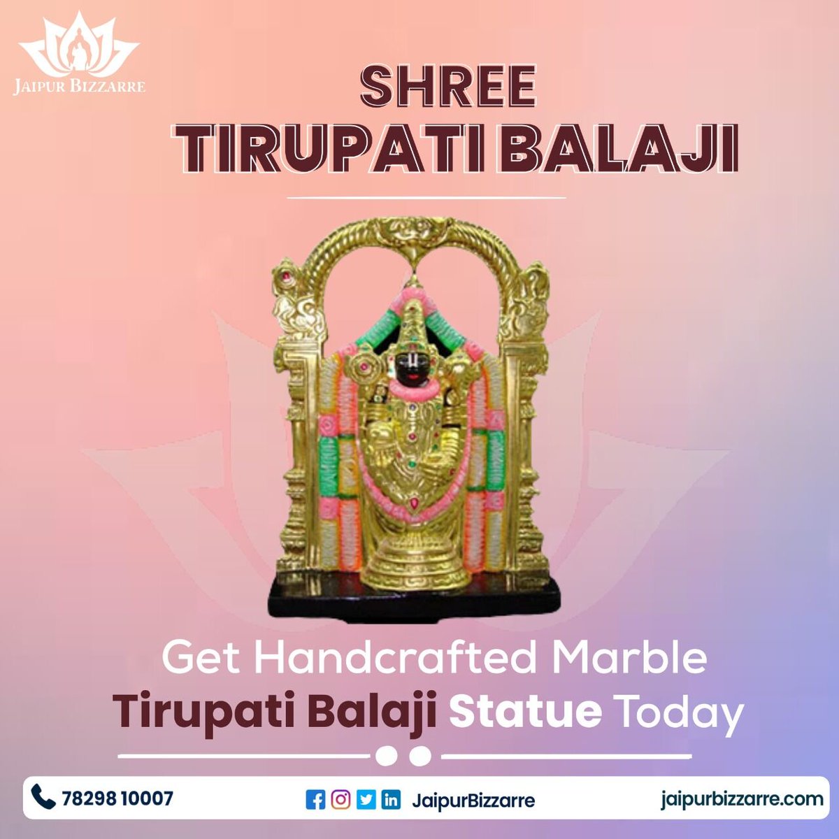 jaipurbizzarre's tweet photo. Do you want to get this beautiful handcrafted marble statue of Tirupati Balaji for your Home or office?
If yes, connect with us on the given numbers:
7829810007 or 9663542290
#bestmarblestatues #marblestatues #HarGharTiranga #affrodablemarblestatues #jaipurbizzarre https://t.co/a3cgBb2yaw