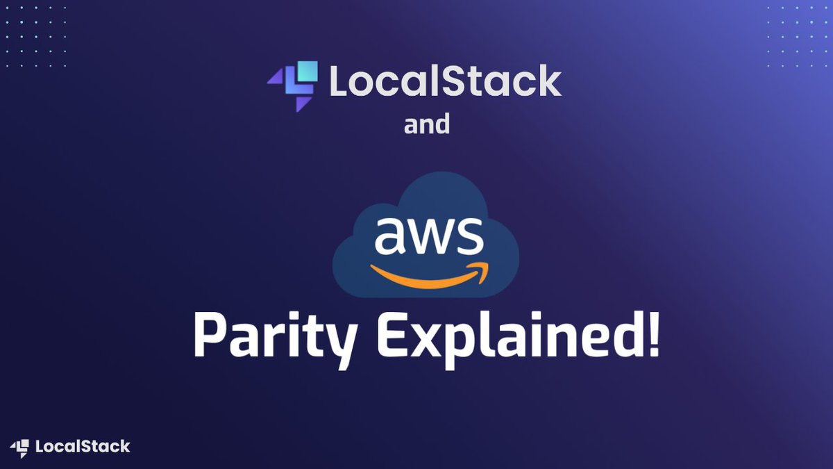 localstack's tweet photo. Keeping parity with AWS to build a reliable cloud emulator has been our mission since day one 🚀

We have invested in building an AWS Server Framework, Parity Tests &amp; Metrics to keep up with AWS API evolution 🤯

Learn how we do that in our new blog 👇

https://t.co/57KaHAhoTo https://t.co/7c9E0cWmTH