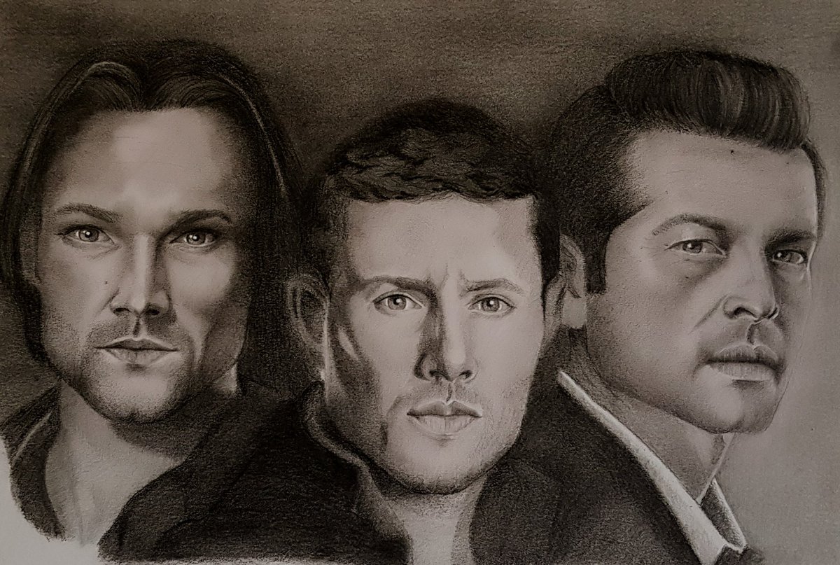 xcatleex's tweet photo. Latest drawing this took me soo long to do #supernatural @jarpad @JensenAckles @michacollins https://t.co/vGOaVsqXui