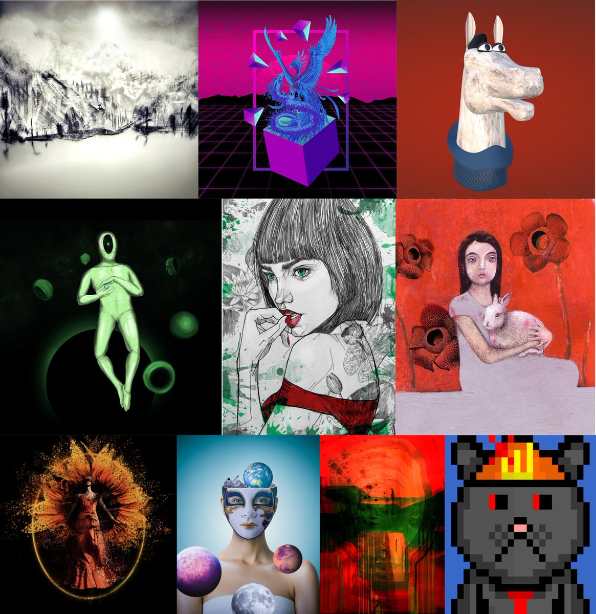 <a href="/NftPeperoncino/">Peperoncino™️ 🇮🇹🌶 | @NFTNYC 24/25 |Team XI:XI</a> the last 10 artist i love and i collected on TEZ: 
from left top to right down:
<a href="/vijay_bharadvaj/">VJ⚡</a> 
@mizartoon 
<a href="/ardavan_/">Ardavan Homayounfar</a> 
<a href="/OmidiNariman/">nariman omidi🔺</a> 
<a href="/barniinft/">barniinft</a> 
<a href="/FereshtehFarma3/">Fereshteh Farmand</a> 
<a href="/Sinaack/">Sinaack</a> 
<a href="/neemart34/">Neemart34</a> 
<a href="/saharlellahi/">sahar lellahi 🎓 MA & BA in graphic design</a> 
<a href="/morteza_yousefy/">Morteza Yousefi | NFT Artist</a>