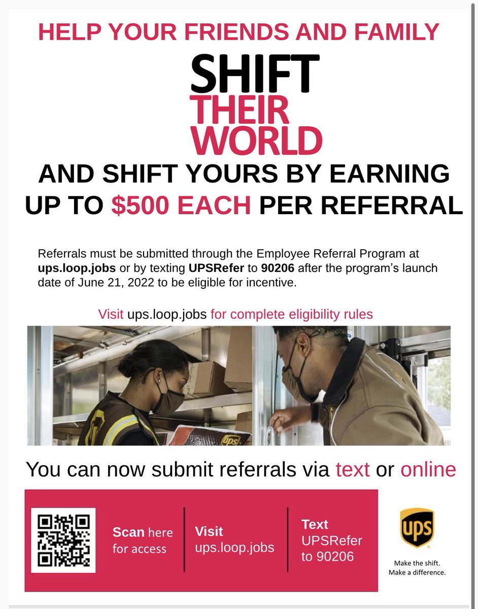 STILL LOOKING FOR REFERRALS!! It’s not too late to get your friends and family onboard and take advantage of our program! #referral #ups