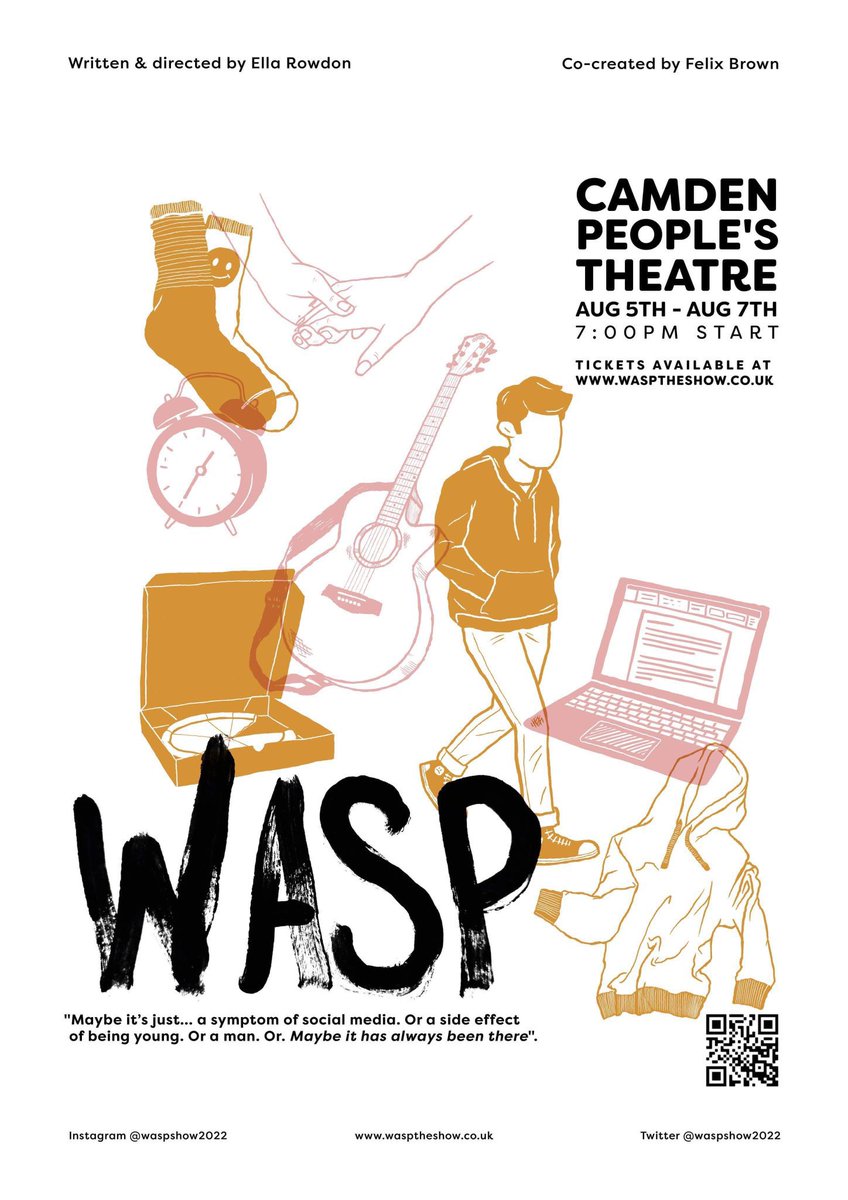 Wasp at the <a href="/CamdenFringe/">Camden Fringe</a>
5th-7th of August, at the @camdenpeoplestheatre 
Inspired by recollections of real people,  Wasp is an exploration of mental illness, and whether those who knew Peter in life can ever find an answer for his death.
<a href="/Wasptheshow/">Ella Rowdon</a>
cptheatre.co.uk/whatson/Wasp
