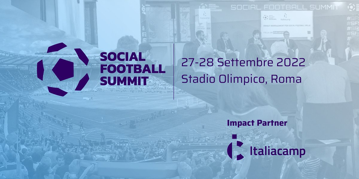 Anche per il 2022 <a href="/Italiacamp/">Italiacamp</a> è partner del #SFS22.
Il 28/9 allo #StadioOlimpico di #Roma coordinerà l'#ImpactRoom, uno spazio dedicato al ruolo che i temi legati all'impatto sociale si stanno ritagliando nel sistema #calcio. Scendi in campo con noi ▶️ bit.ly/3vDjPme