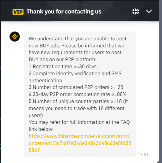 BuyBitcoinLeb's tweet photo. To: @binance, @BinanceHelpDesk
Cc: @cz_binance

Before: The user can post ONLY 1 Ad (Buy or Sell).

NOW: The user🤕 can't post BUY Ad unless he is Superman🦸🏻‍♂️  +WonderWoman🦸🏼‍♀️ +Satoshi_Nakamoto👑.

Complete 20 trades +Completion Rate 80% +10 unique traders!

#Anti_growth_measurment https://t.co/iUk6fr6PWV