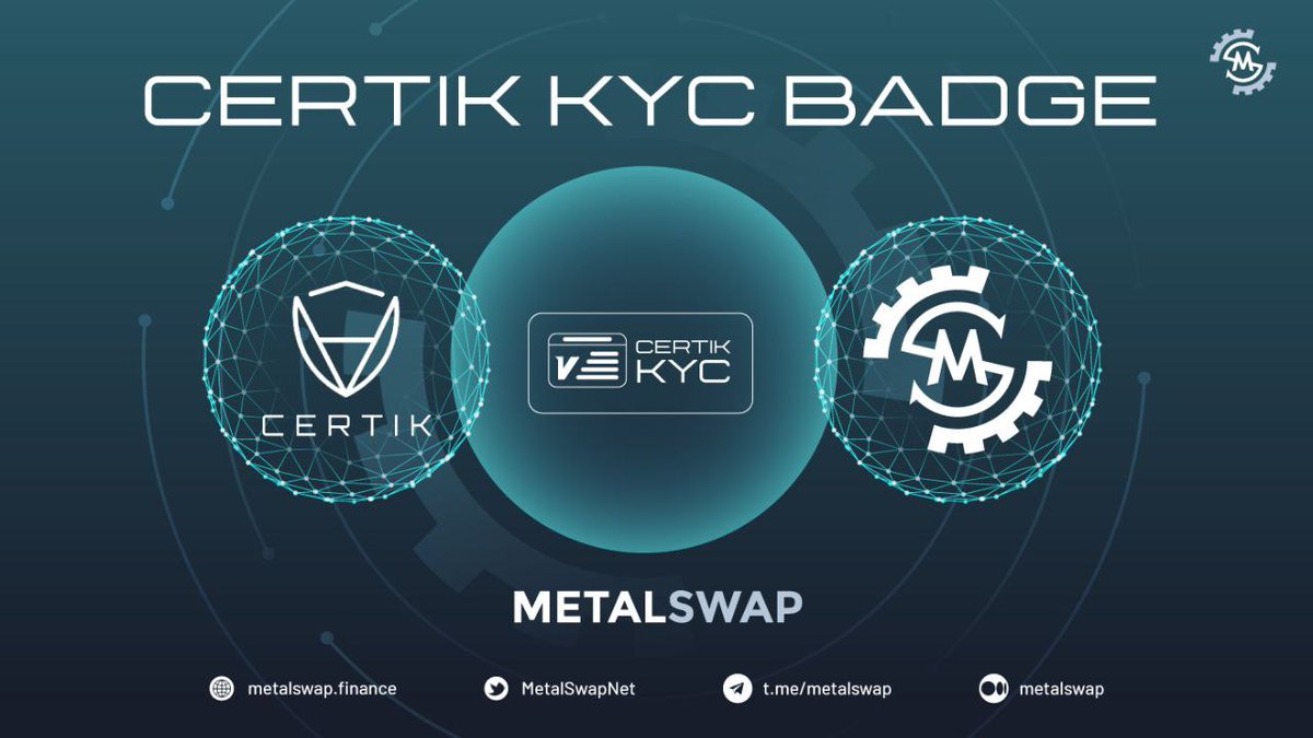 🦾Highest level of transparency and trustworthiness:
⚙️#MetalSwap have successfully passed every stage of the CertiK KYC process and the primary team was awarded the official CertiK KYC Badge! ⚡️
🤩Check-it out on #CertiK Security Leaderboard: 
certik.com/projects/metal… 👀