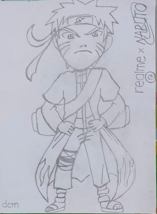 Pencil sketch of Naruto