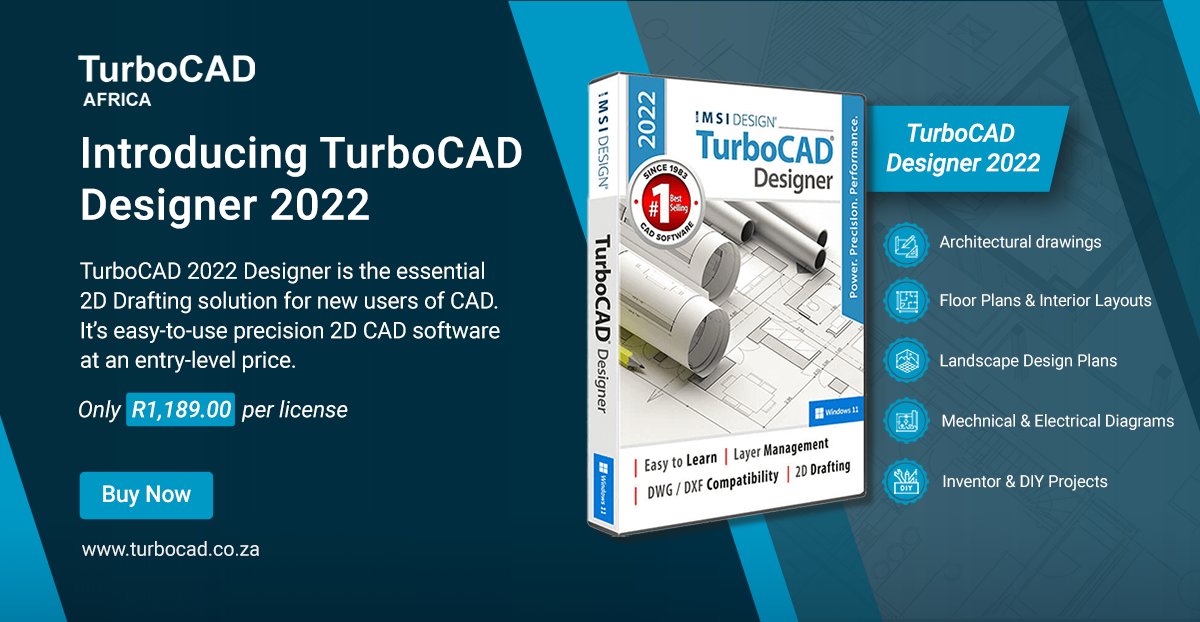 TurboCAD_Africa's tweet photo. Introducing TurboCAD Designer 2022, the best value for money solution on the market for 2D CAD users. TurboCAD Designer 2022 is the essential 2D Drafting solution for new users of CAD.
➡️ Buy Now: https://t.co/URlGNf83mg
#TurboCAD2022 #TurboCADFeatures #CADSoftware #CADDesign https://t.co/wLDMIjr4pY