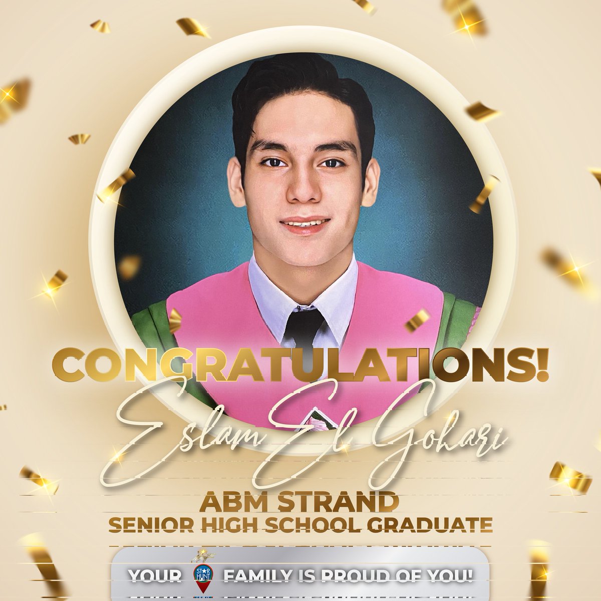 Congratulations, Eslam (<a href="/EslamGohari/">EslamElGohariOfficial</a>) for finishing Senior High School! Your Star Hunt Family is proud of you! ✨