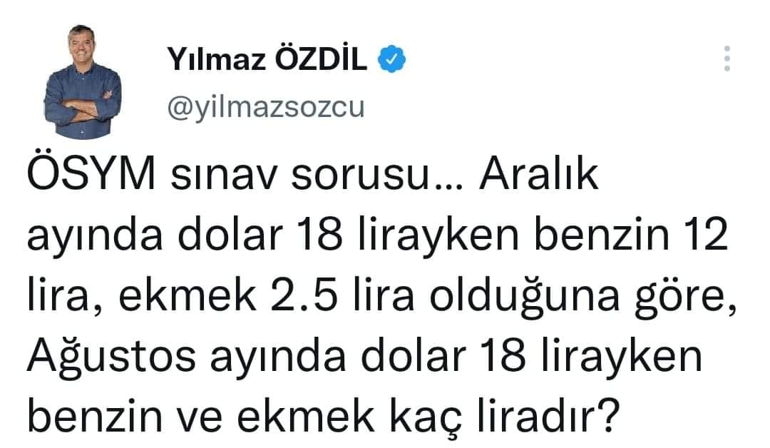 #YılmazÖzdil'in #ÖSYM #sınav sorusunu #akp'ye soruyoruz?
<a href="/yilmazsozcu/">Yılmaz ÖZDİL</a> <a href="/OSYMbaskanligi/">ÖSYM</a>