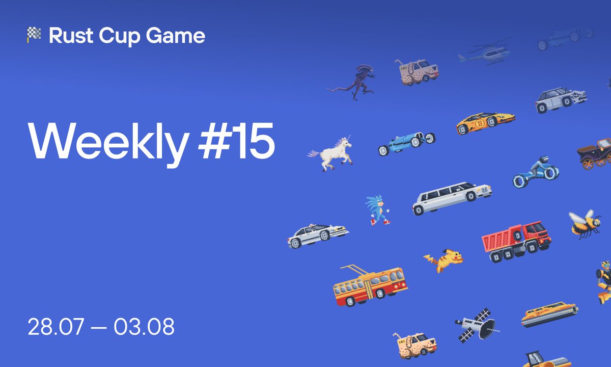 rustcupgame's tweet photo. Ahoj!
#Weeklynews #15

🏎More than 100 races have been made.

🏎Adding the "finish section" to the race.

🏎We have opened Leaderboard  on our site.

🏎Updated our profile on dappradar.

🏎Soon we we will host an AMA-session. To ask a question, post it with the tag #AMAquestion. https://t.co/lS2lGPaN4q