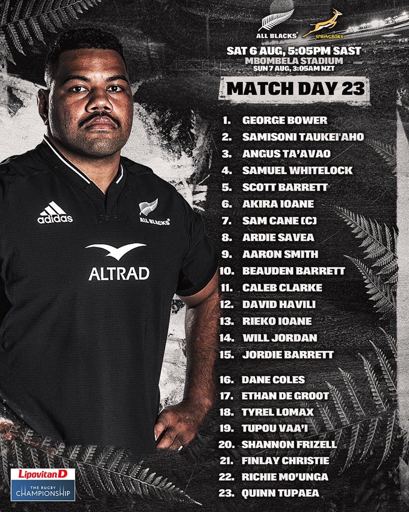 All Blacks matchday squad. Photo Courtesy/ All Blacks.